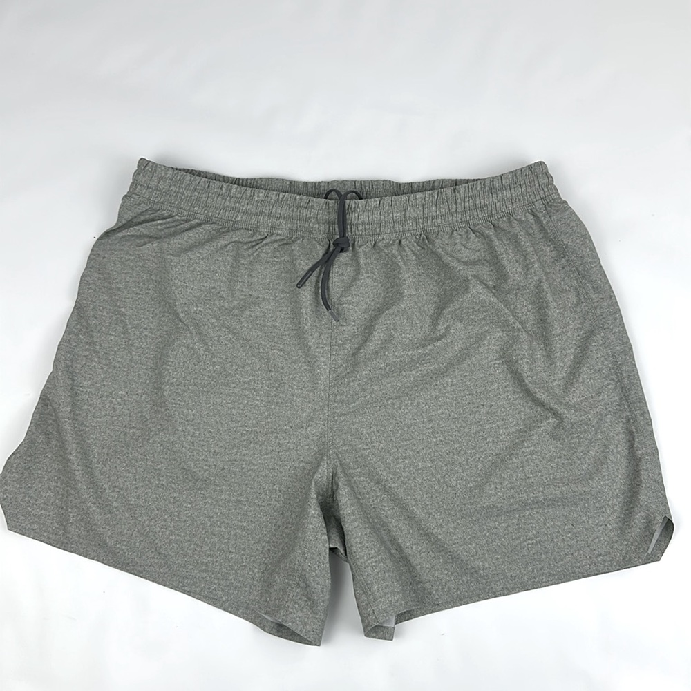 Men’s Running Shorts. Large. Heather Gray. Elastic Waist & Drawing. No liner.